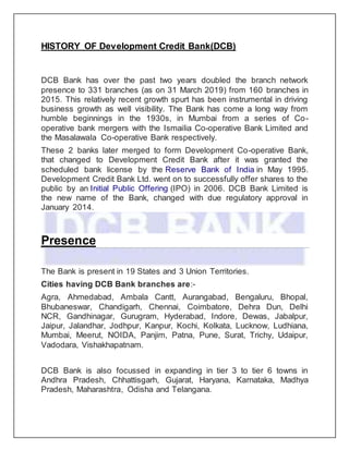 Internship report of dcb bank | DOCX