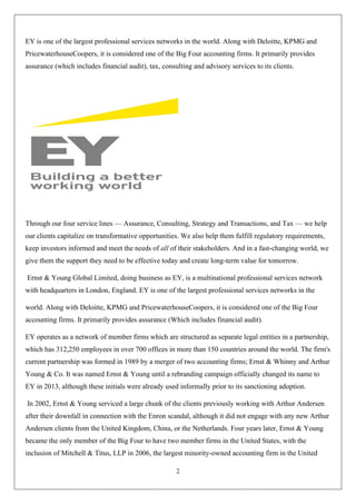 Ey Sample Internship report on Ernst & Young Global Limited. | PDF