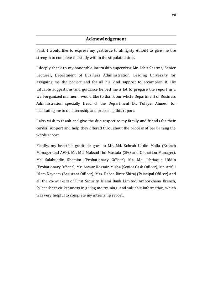 internship report on first security islami bank limited Internship report on shahjalal islami bank limited at first i would like to thanks the almighty allah and my family who help me to reach at this. internship report on first security islami bank limited Internship report on shahjalal islami bank limited at first i would like to thanks the almighty allah and my family who help me to reach at this.