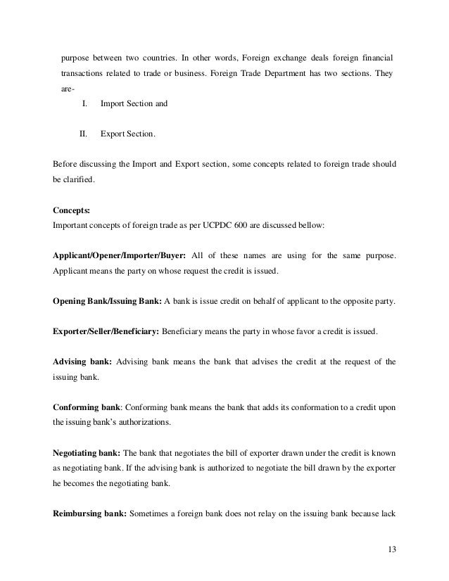 internship report on foreign trade activities in bank asia ltd other words for internship