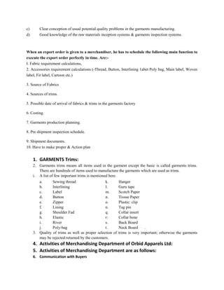 Internship Report on Garments Merchandising | DOC