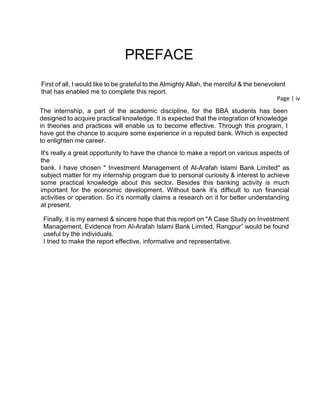 Internship report on Investment Management: Evidence from Al-Arafah ...