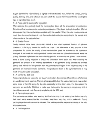 Internship report on merchandising activities of lyric garments ltd. | DOCX