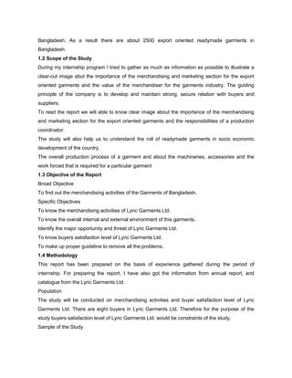 Internship report on merchandising activities of lyric garments ltd. | DOCX