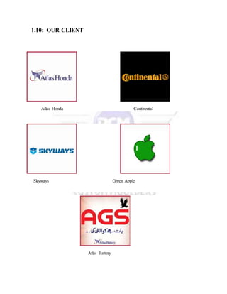 1.10: OUR CLIENT
Atlas Honda Continental
Skyways Green Apple
Atlas Battery
 