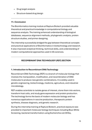 Comprehensive Internship Report on Bioinformatics, Genomics, and ...