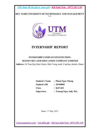 Internship Report Tại Trung Tâm Anh Ngữ Viet-Anh, 9 Điểm.doc