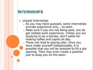 Internships And Volunteering Presentation | PPTX