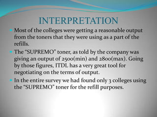 ANALYSIS ON THE YIELD OF THE CARTRIDGES