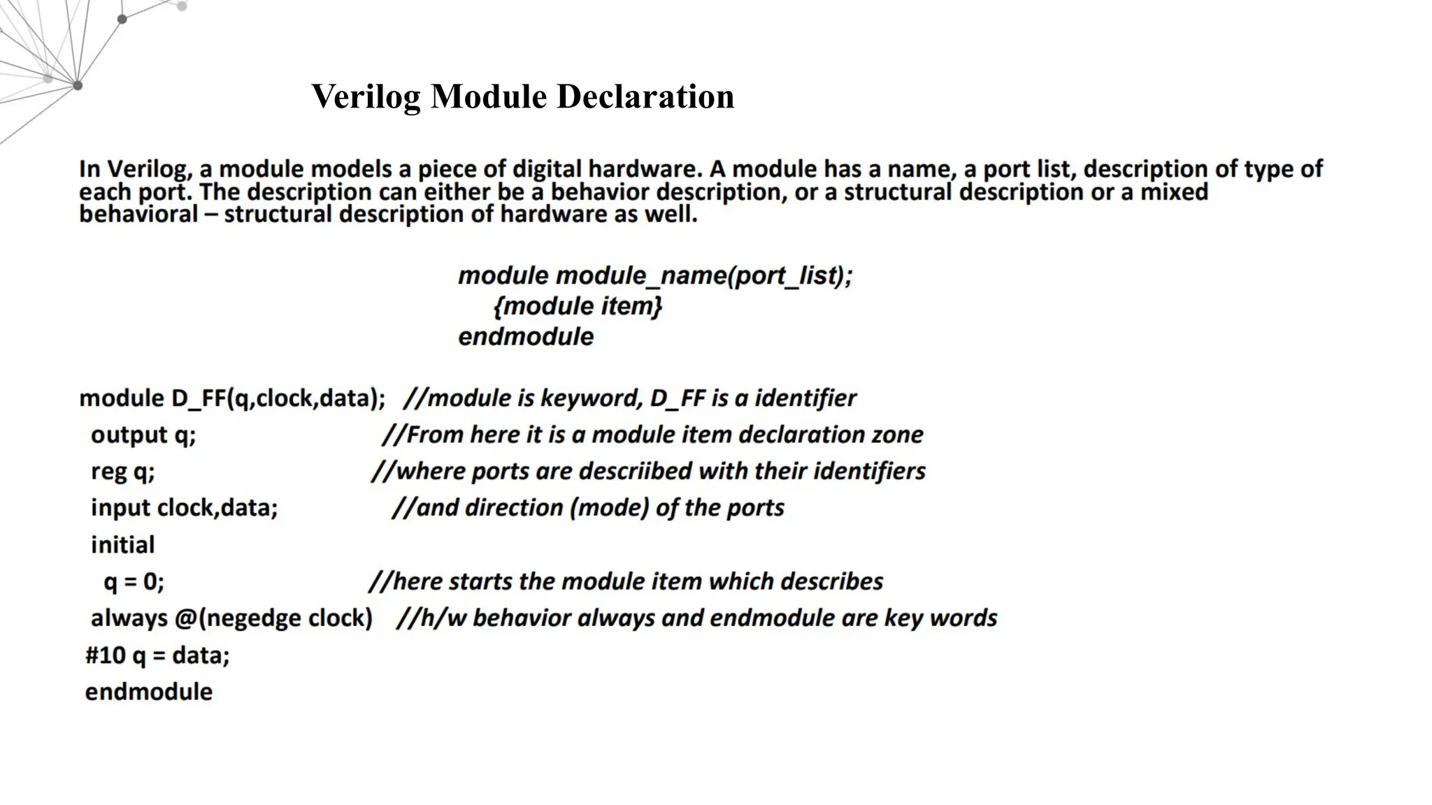 Verilog Module Declaration 