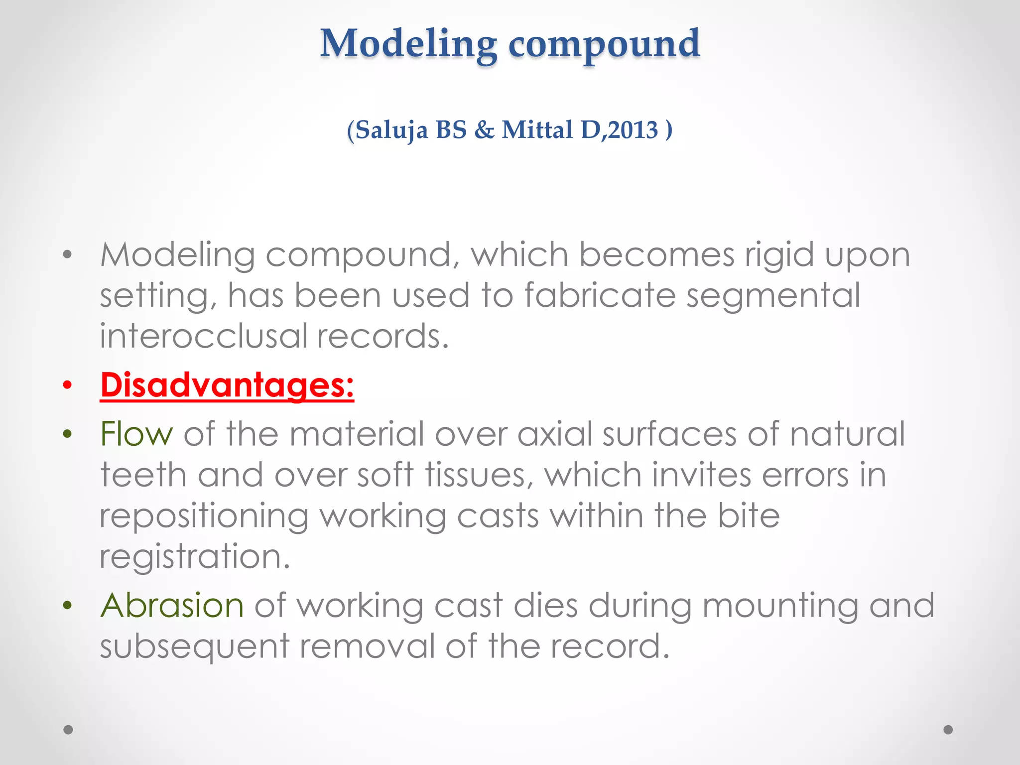 bite registration for fixed Prosthodontic restoration PPT