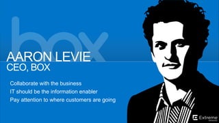 ©2014 Extreme Networks, Inc. All rights reserved.
CIO of San Francisco
MARC TOUITOU
Customer's business requirements are #1
Simplify. Accelerate.
Be the Chief Enthusiast Officer
 