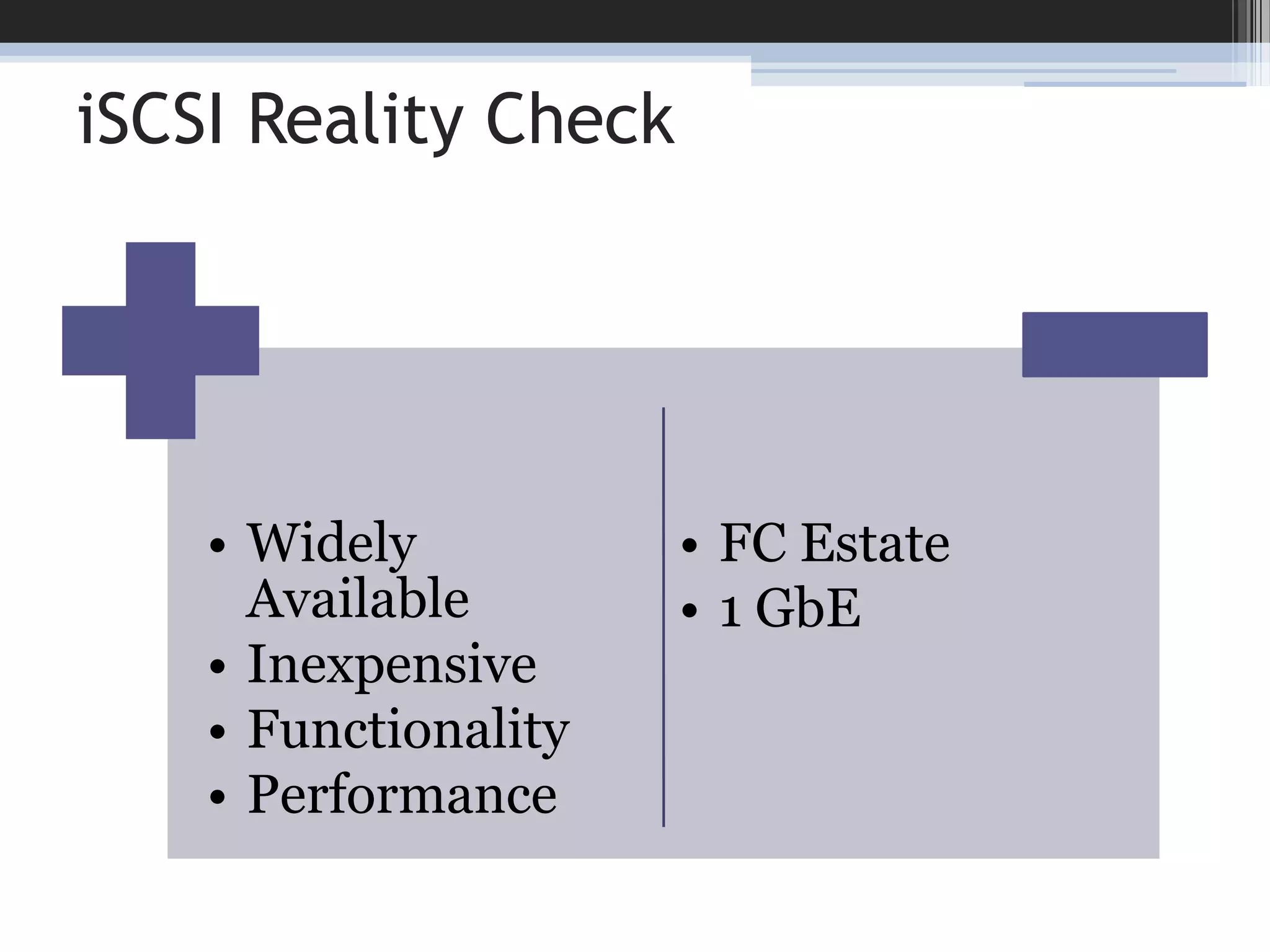 Congestion NotificationNeed a more proactive approach to persistent congestionQCN 802.1QauNotifies edge ports of congestion, allowing traffic to flow more smoothlyImproves end-to-end network latency (important for storage)Should also improve overall throughputNot quite readyGraphic courtesy of Broadcom