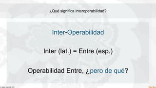 © Waher Data AB, 2021.
¿Qué significa interoperabilidad?
Inter-Operabilidad
Inter (lat.) = Entre (esp.)
Operabilidad Entre...