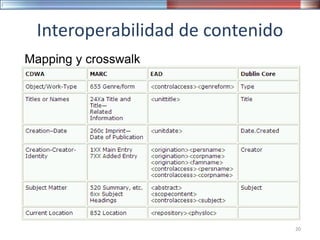 Interoperabilidad de contenido
Mapping y crosswalk
20
 