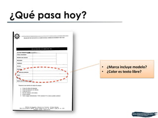 ¿Qué pasa hoy? 
• ¿Marca 
incluye 
modelo? 
• ¿Color 
es 
texto 
libre? 
 