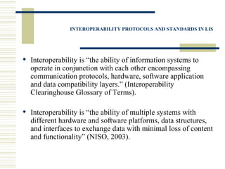 Interoperability Protocols and Standards in LIS | PPT