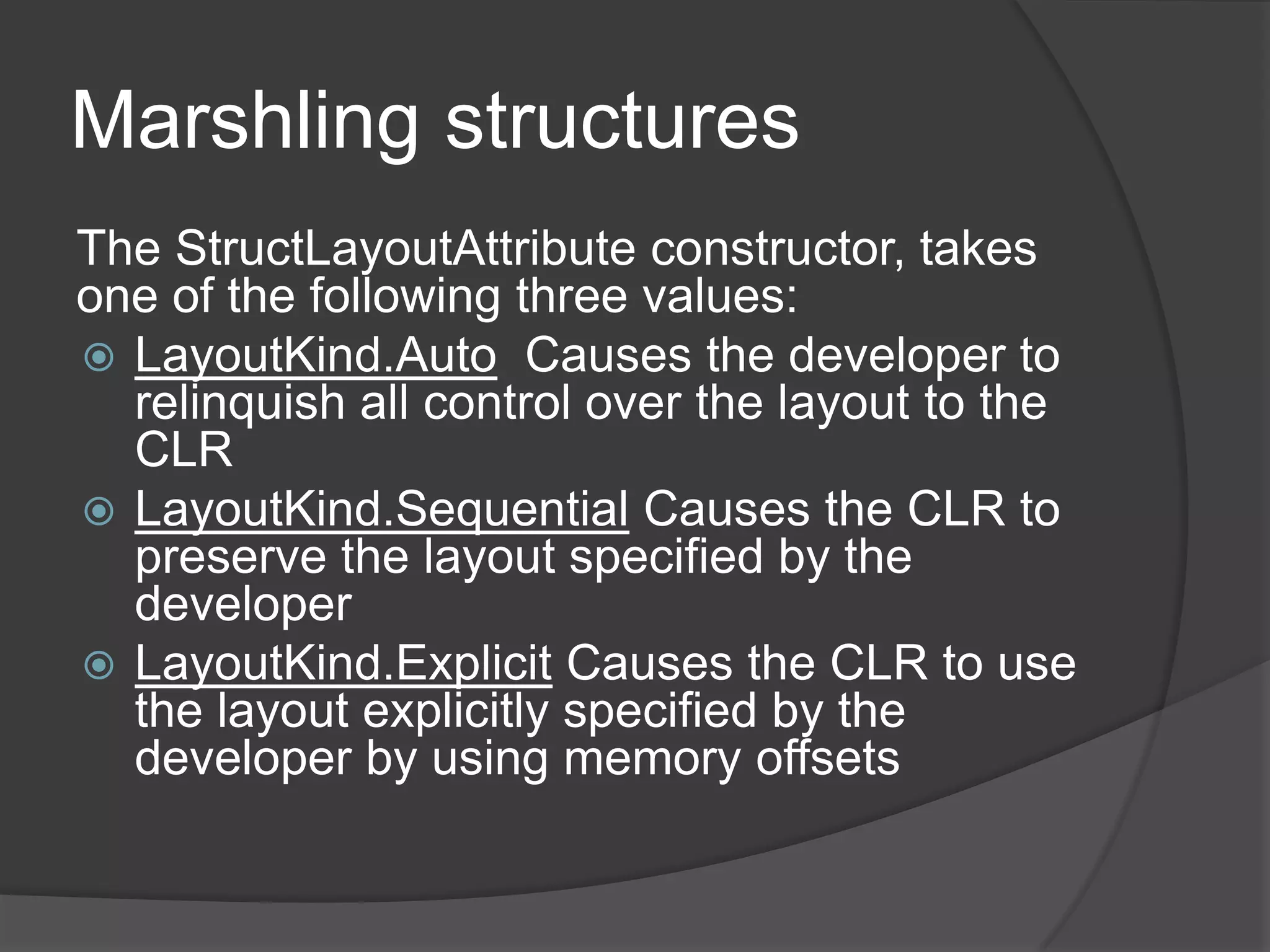 Converting data typesJust as this attribute can be applied to a method or property, it can be applied to a parameter as well.