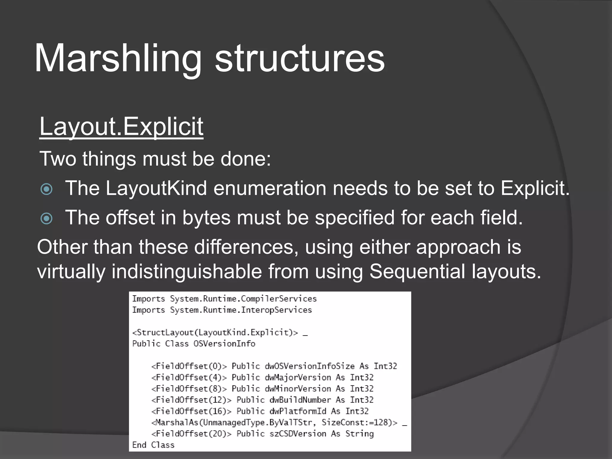 Marshalingstructures