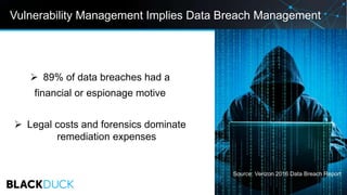Vulnerability Management Implies Data Breach Management
 89% of data breaches had a
financial or espionage motive
 Legal...