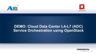 9
DEMO: Cloud Data Center L4-L7 (ADC)
Service Orchestration using OpenStack
 