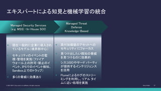 Cisco Public 27© 2013-2014 Cisco and/or its affiliates. All rights reserved.
Managed Threat
Defense
Knowledge-Based
エキスパート...