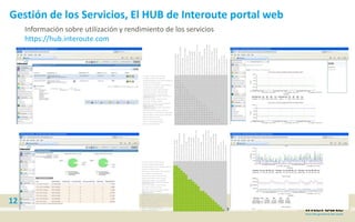 Gestión de los Servicios, El HUB de Interoute portal web
Información sobre utilización y rendimiento de los servicios
https://hub.interoute.com
12
 