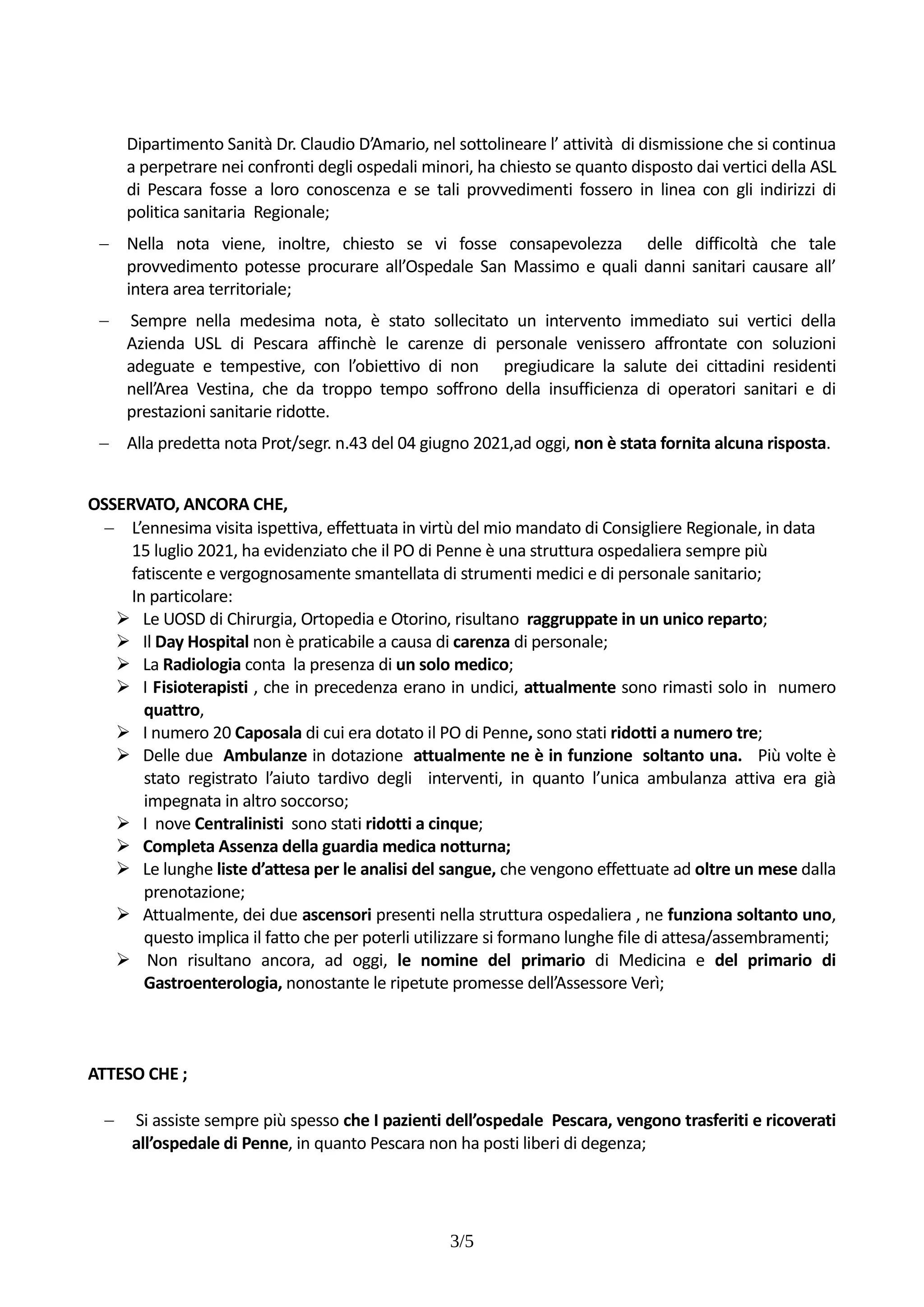 Interpellanza riqualificazione ospedale di penne signed | PDF