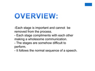 OVERVIEW:Each stage is important and cannot  be removed from the process.