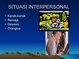 SITUASI INTERPERSONAL  Kanak-kanak Remaja Dewasa Orangtua 