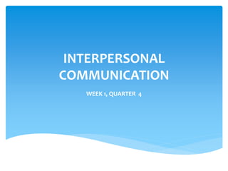 INTERPERSONAL
COMMUNICATION
WEEK 1, QUARTER 4
 