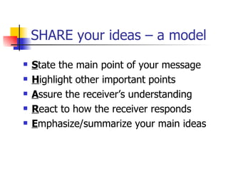 SHARE your ideas – a model ,[object Object],[object Object],[object Object],[object Object],[object Object]