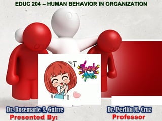 EDUC 204 – HUMAN BEHAVIOR IN ORGANIZATION
 