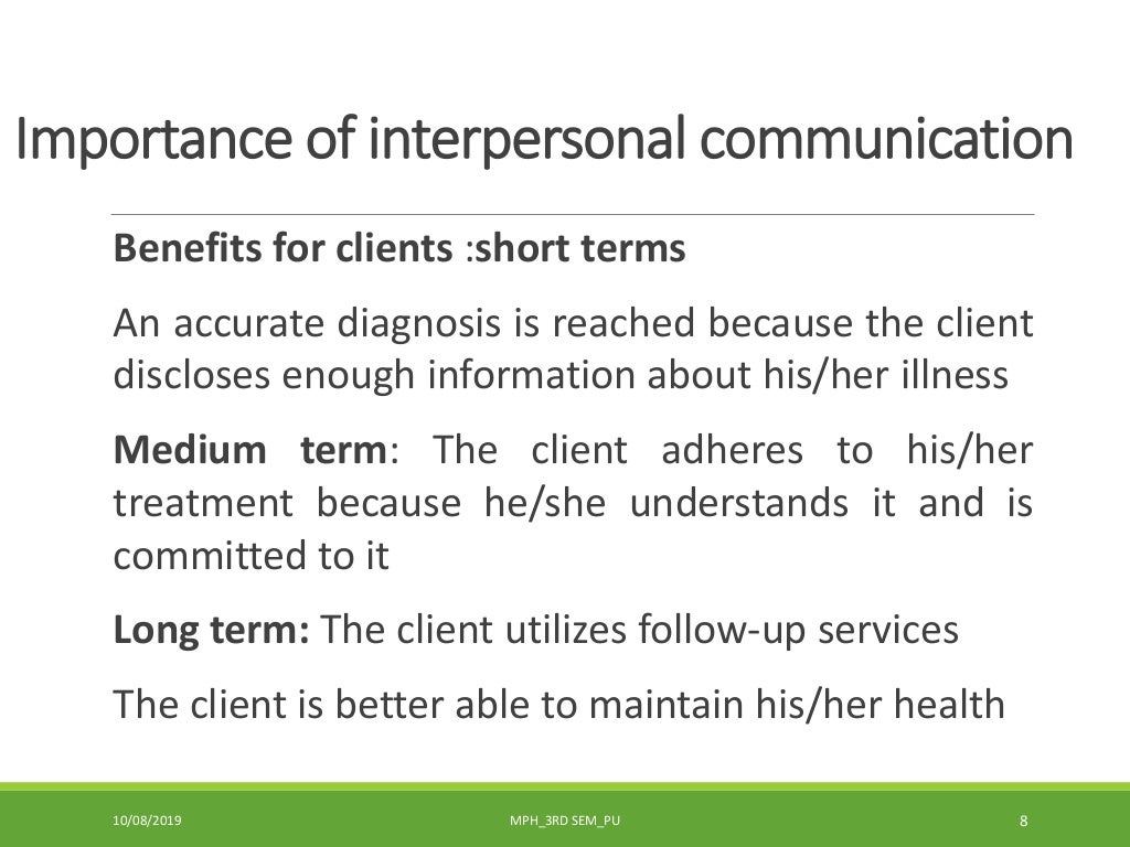 Interpersonal Health Communication Interpersonal Media For Individual 