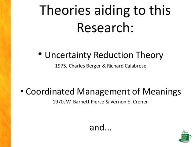 an analysis of the cultures and the charles bergers uncertainty reduction theory Cultural differences through communication theories reducing uncertainty, berger & calabrese laid out a set of variables such as amount of verbal. an analysis of the cultures and the charles bergers uncertainty reduction theory Cultural differences through communication theories reducing uncertainty, berger & calabrese laid out a set of variables such as amount of verbal.