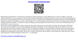 Interpersonal Communication Examples In Everyday Life