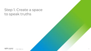 8
│ ©2021 VMware, Inc.
Step 1. Create a space
to speak truths
 