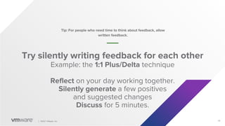 Interpersonal feedback talk and workshop