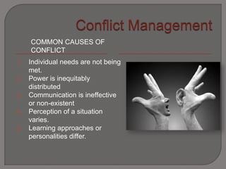 Conflict Management<br />Common Causes of Conflict<br />Individual needs are not being met.<br />Power is inequitably dist...