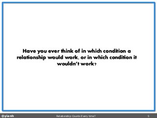@yianh Relationship Counts Every time? 5 
Have you ever think of in which condition a relationship would work, or in which condition it wouldn’t work?  