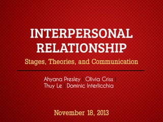 Stages, Theories, and Communication
Ahyana Presley | Olivia Criss |
Thuy Le | Dominic Interlicchia

November 18, 2013

 