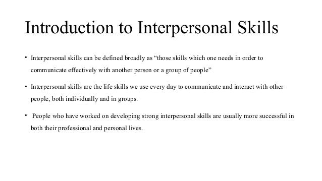 definition of interpersonal skills