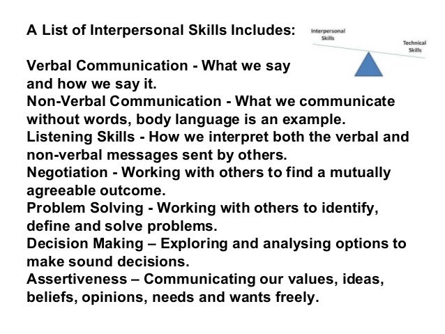 interpersonal skills list