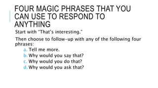 Magic Questions Examples For Work Interpersonal skills in the office | PPTX