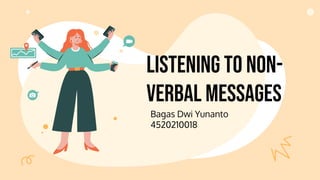 LISTENING TO NON-
VERBAL MESSAGES
Bagas Dwi Yunanto
4520210018
 