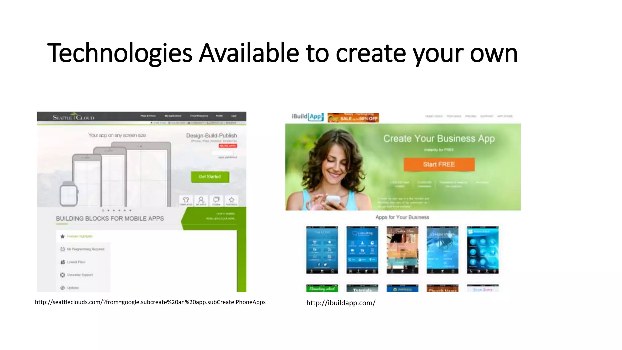 Technologies Available to create your own 
http://seattleclouds.com/?from=google.subcreate%20an%20app.subCreateiPhoneApps http://ibuildapp.com/ 
 