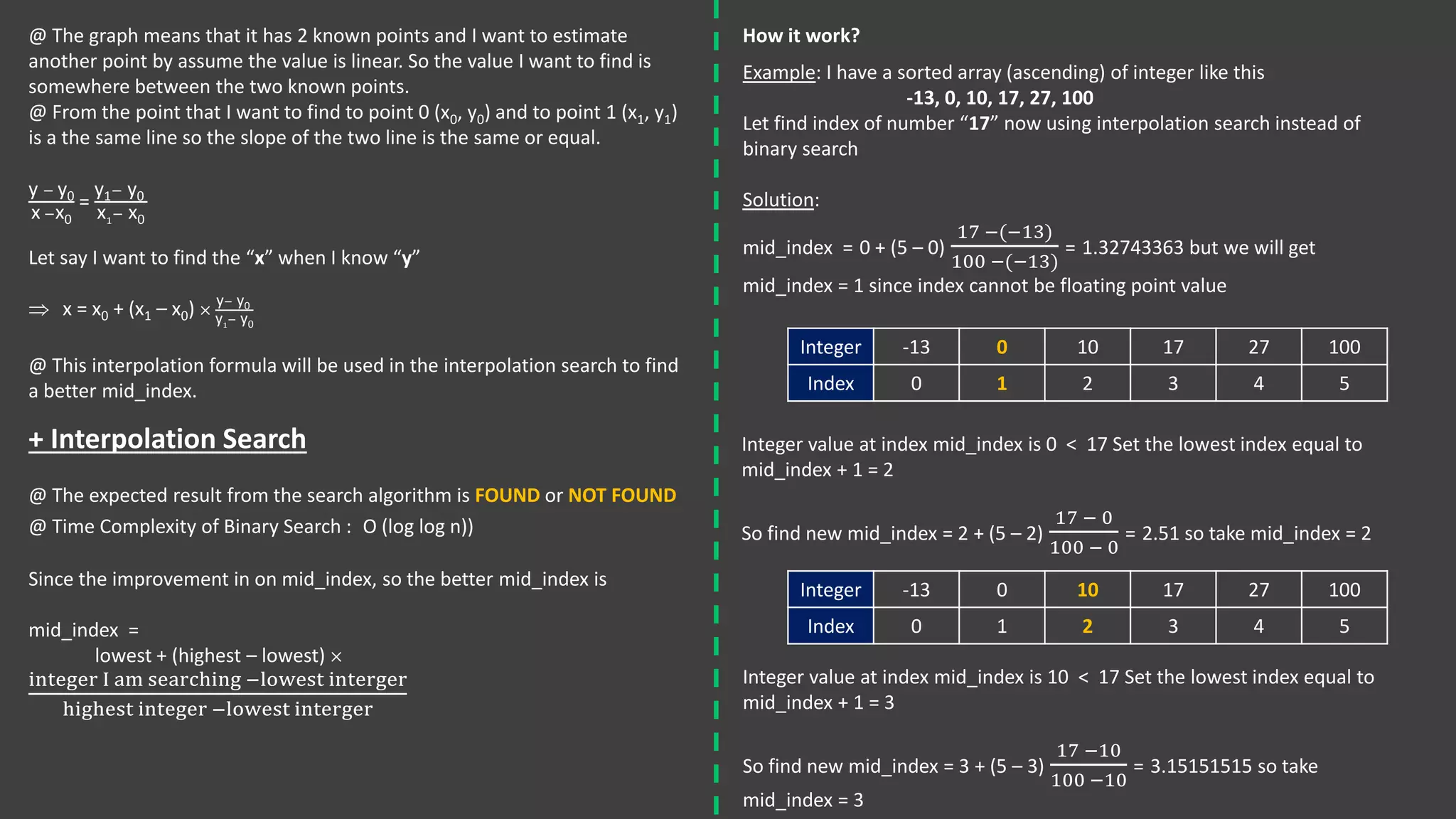 Interpolation search | PPT