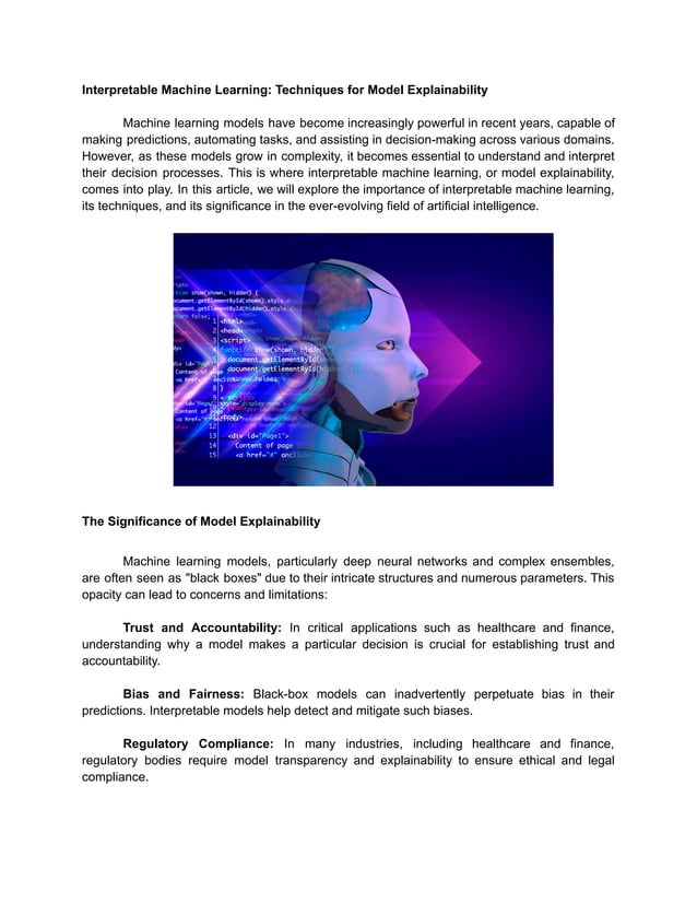 Interpretable Machine Learning_ Techniques for Model Explainability. | PDF