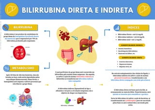 A bilirrubina é um produto do catabolismo do
grupo Heme da hemoglobina (localizada dentro
das hemácias) que é responsável por 70% da
bilirrubina produzida pelo organismo.
Após 120 dias de vida das hemácias, elas são
levadas ao baço, onde serão degradadas pelos
macrófagos (hemocaterese). Dessa forma, a
hemoglobina será exposta e sofrerá processos que
irão liberar o grupo Heme.
O anel porfirínico do grupo Heme será convertido em
biliverdina pela enzima heme-oxigenase . Em seguida,
ao sofrer a ação da enzima biliverdina-redutase, a
biliverdina se transforma em bilirrubina indireta
(não conjugada).
A bilirrubina indireta (lipossolúvel) se liga a
albumina e vai para a circulação sanguínea com o
objetivo de chegar nos hepatócitos.
Bilirrubina + Albumina
No retículo endoplasmático das células do fígado, a
bilirrubina indireta irá sofrer a ação da enzima
glicuronil transferase, transformando-a em
bilirrubina direta (conjugada com ácido glicurônico).
A bilirrubina direta irá fazer parte da bile, se
armazenando na vesícula biliar. Posteriormente, será
ejetada no intestino para emulsificar a gordura.
Parte da bilirrubina irá sofrer a ação de bactérias, se
transformando em urobilinogênio para ser excretado
pelas fezes ou será reabsorvida e secretada pela
urina.
Bilirrubina Direta = até 0,4 mg/dL
Bilirrubina Indireta = até 0,8 mg/dL
Bilirrubina total = até 1,2 mg/dL
AUMENTO BILIRRUB. INDIRETA
Anemia hemolítica;
Encefalopatia bilirrubínica;
Síndrome de Gilbert, etc.
AUMENTO BILIRRUB. DIRETA
Icterícia obstrutiva;
Hepatocarcinoma;
Hepatite viral, etc.
Licenciado
para
-
Marcia
-
45148147687
-
Protegido
por
Eduzz.com
 