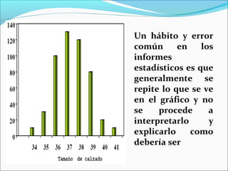 Un hábito y error
común en los
informes
estadísticos es que
generalmente se
repite lo que se ve
en el gráfico y no
se procede a
interpretarlo y
explicarlo como
debería ser
 